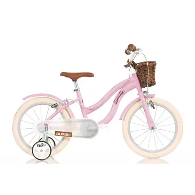 Bicicleta cu pedale, Dino Bikes, Retro, Cu roti ajutatoare, Cu cosulet frontal vintage, Claxon, 16…