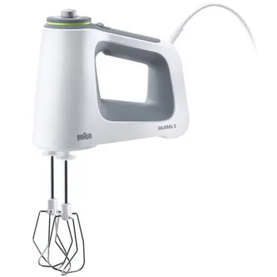 BRAUN Mixer de mana Braun HM5100WH, 750 W, 9 viteze + Turbo, 2 palete, 2 carlige pentru aluat…