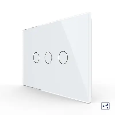 Intrerupator triplu cap scara / cruce cu touch Livolo din sticla, standard italian – Serie noua…