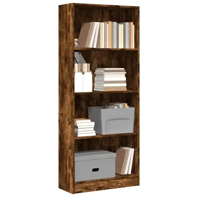 Biblioteca, stejar fumuriu, 60x24x143 cm, lemn prelucrat