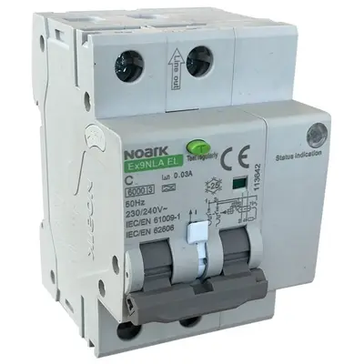 Ex9NLA EL 2P C25 A 30mA RCBO cu detectie a arcului electric (AFDD), electronic, Noark 113641