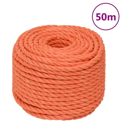 Franghie de lucru, portocaliu, 12 mm, 50 m, polipropilena