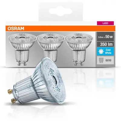 Set 3 spoturi Led Osram, GU10, 4,3W, 350 lumeni, lumina neutra(4000K) 000004058075818415