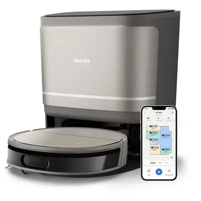 Aspirator robot Philips HomeRun seria 9000 XU9100/10, Autonomie 280 minute, Recipient praf 0.21 L…