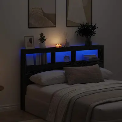 Dulap pentru tablie cu led stejar negru 160x17x102 cm
