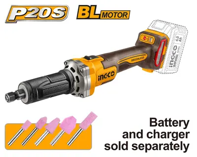 Polizor drept INGCO CDGLI2001, 20V, Brushless, 1/4”, 3 trepte viteza 10000/20000/30000 RPM, 5…