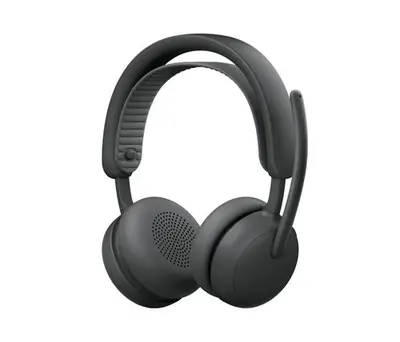 Casti Stereo PC Logitech Zone Wireless 2 ES, Bluetooth, Microfon, Autonomie 25/48 ore, ANC (Negru)