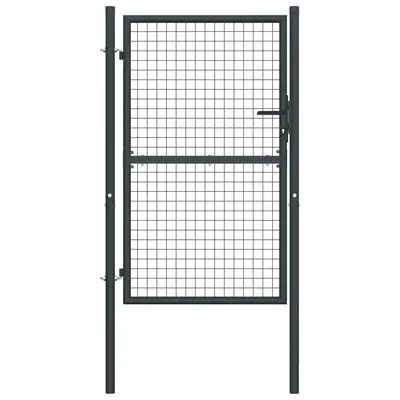 Poarta de gard din plasa, gri, 100 x 225 cm, otel galvanizat