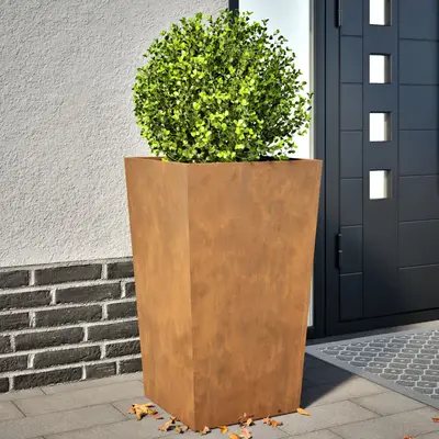 Jardiniere gradina, 2 buc., 45x45x75 cm, otel corten