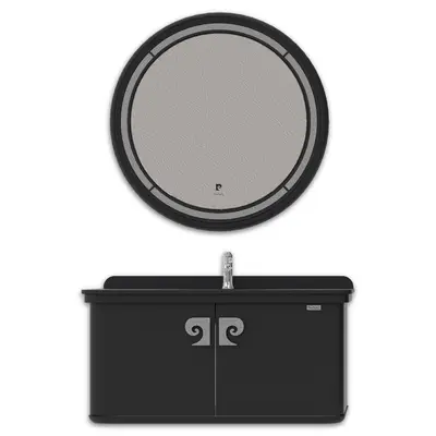 Set mobilier baie Pierre Cardin Eva suspendat 3 piese negru-argintiu mat 101 cm
