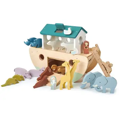 Tender Leaf Jucarie din lemn premium, Arca lui Noe, Tender Leaf Toys - Noah's Shape Sorter Ark, 25…