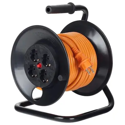 Derulator cu tambur Bachmann, 4prize, 25m, fisa Schuko dreapta, protectii: suprasarcina, contact…
