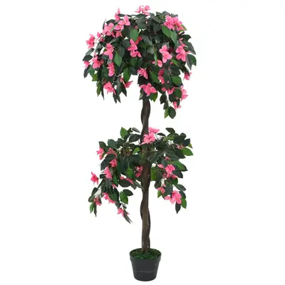 Planta artificiala rododendron cu ghiveci, 155 cm, verde si roz