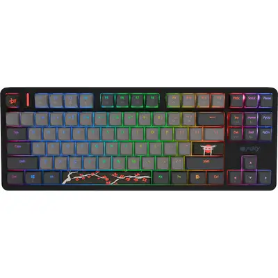 FURY Tastatura gaming cu fir Fury Kanabo K6, switch linear Gateron Magnetic Orange, lungime 180 cm…