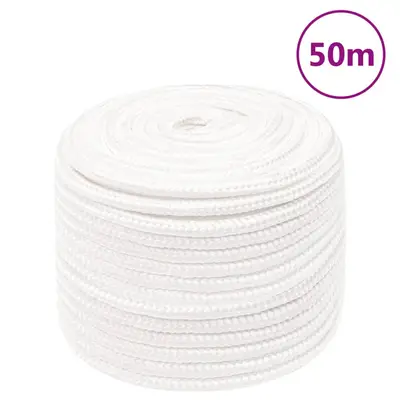 Franghie de barca, alb complet, 12 mm, 50 m, polipropilena