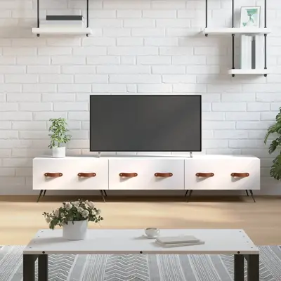 Comoda tv, alb, 150x36x30 cm, lemn prelucrat