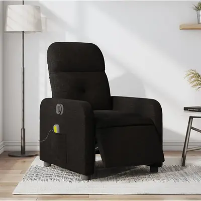 Fotoliu electric de masaj rabatabil, negru, textil