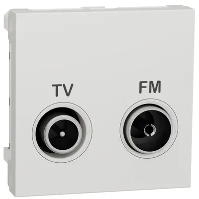 Priza TV/FM intermediara 2 module Schneider Noua Unica NU345318, alb