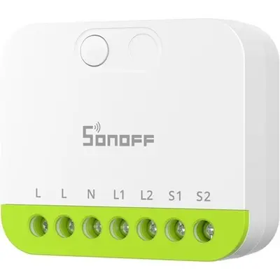 Releu Smart Sonoff MINI-ZB2GS, Zigbee 3.0, 2 Canale, Router Zigbee, 16A Total, Alb