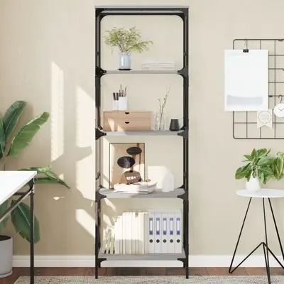 Biblioteca cu 5 niveluri gri sonoma 59x35x171 cm lemn prelucrat