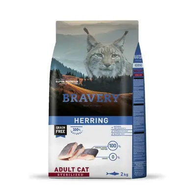Hrana Uscata Pisici, Bravery Adult Cat Sterilised, Hering, 2 kg