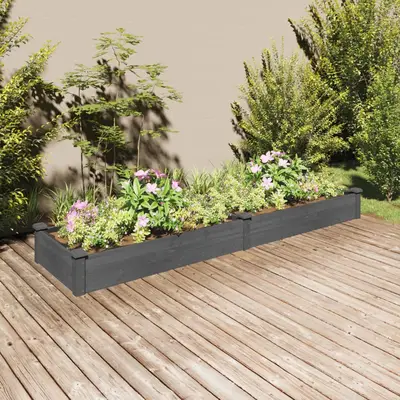 Strat gradina inaltat cu captuseala gri 240x60x25 cm, lemn brad