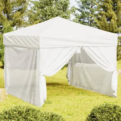 Cort pliabil pentru petrecere, pereti laterali, alb, 3x3 m