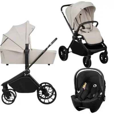 Carucior 3 in 1, Lionelo, Mika Plus, Cu scoica auto Moxie Black Carbon, Reversibil, Cu sistem de…