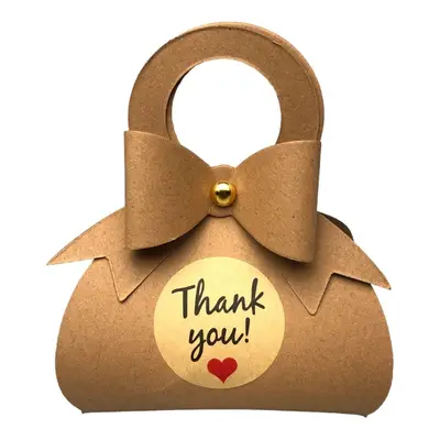 Cutii mici în formă de gentuță cu sticker Thank You - kraft (set 50 buc) 6.5x13x3.5cm - Default…