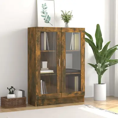Dulap vitrina, stejar fumuriu, 82,5x30,5x115 cm, lemn prelucrat