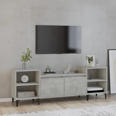 Comoda tv, gri beton, 160x35x55 cm, lemn prelucrat