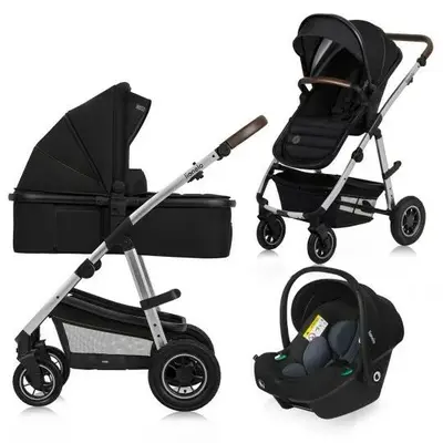 Carucior 3 in 1, Lionelo, Amber, Cadru aluminiu, Cu landou intarit si salteluta moale, Cu scoica…
