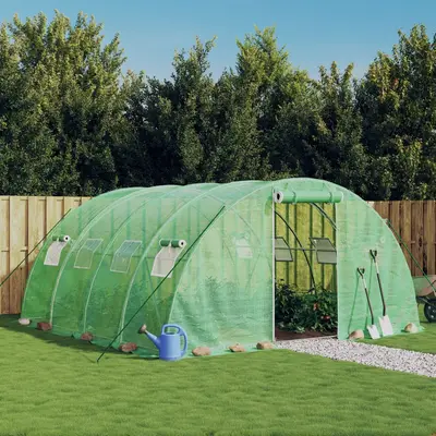 Sera cu cadru din otel, verde, 16 m2, 4x4x2 m