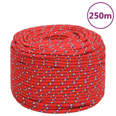 Franghie de barca, rosu, 6 mm, 250 m, polipropilena