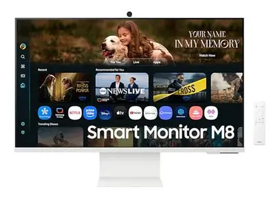Monitor VA LED Samsung 32inch LS32FM801UUXDU, UHD (3840 x 2160), HDMI, Boxe, Pivot, 4 ms (Alb)