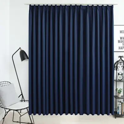 Draperie opaca, albastru, 290 x 245 cm, cu carlige