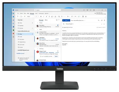 Monitor Commercial Lenovo ThinkVision S24-4e, 23.8", 1920 x 1080 pixeli, Black, 3 ani Garantie