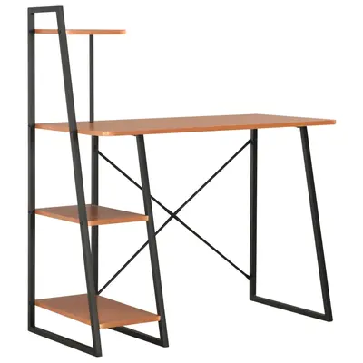 Birou cu rafturi, negru si maro, 102 x 50 x 117 cm