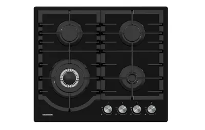 Plita incorporabila HEINNER HBH-M447IWFGBK, Gaz, 4 arzatoare, Wok, Aprindere electrica, Sticla…