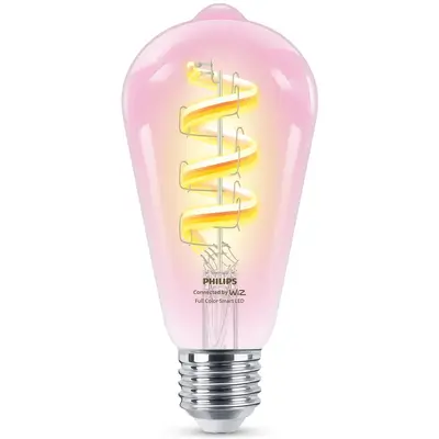 Philips Bec LED RGB inteligent Philips Smart ST64, Wi-Fi/Bluetooth, E27, 6.3W (40W), 470lm, lumina…