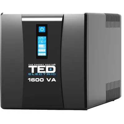 Ups 1600VA/900W LCD TED Line cu stabilizator 4 iesiri schuko TED004642, repornire automata, 2x 9Ah…