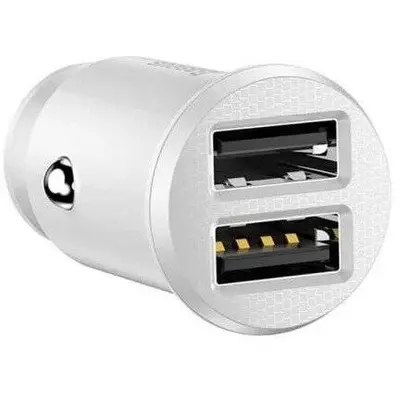 BASEUS Incarcator Auto Baseus Grain, 10.5W, 2.1A, 2 x USB-A, Alb CCALL-ML02