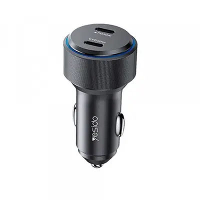 Yesido Incarcator Auto Yesido Y48, 60W, 3A, 2 x USB-C, Negru