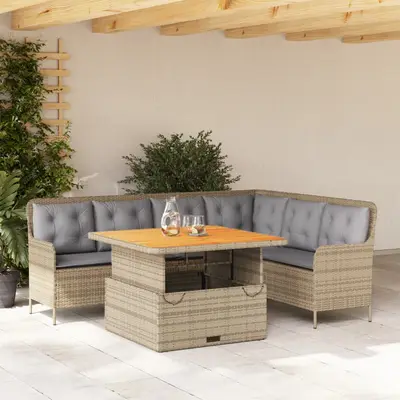 Set canapele de gradina cu perne, 2 piese, bej, poliratan