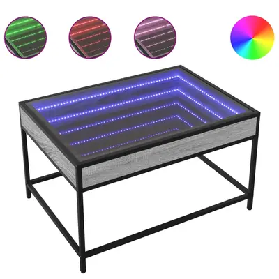 Masuta de cafea cu led infinity, gri sonoma, 70x50x41 cm