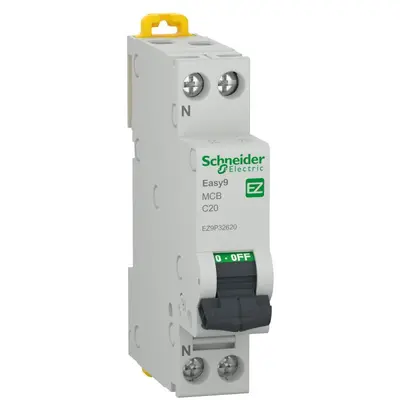 Siguranta automata 1P+N 20A Schneider Easy9 EZ9P32620