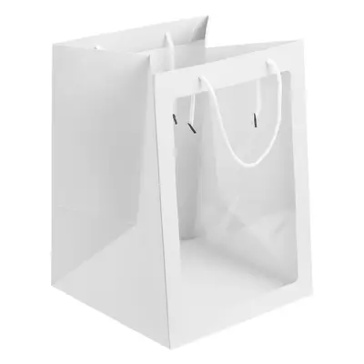 Pungi hârtie cu fereastră - alb (set 10 buc) - 30x20x20cm