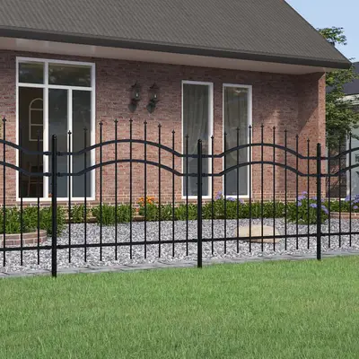 Gard gradina cu varfuri negru 140 cm otel vopsit electrostatic