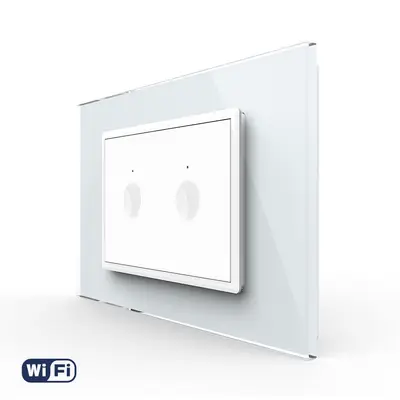 Intrerupator Dublu WIFI cu Touch LIVOLO cu rama din sticla, standard italian – Serie Noua