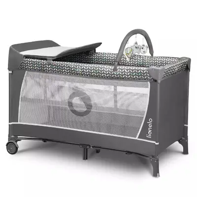 Patut pliant, Lionelo, Flower, Cu doua nivele, Cu arcada, Geanta transport, Masuta de infasat, Bara…
